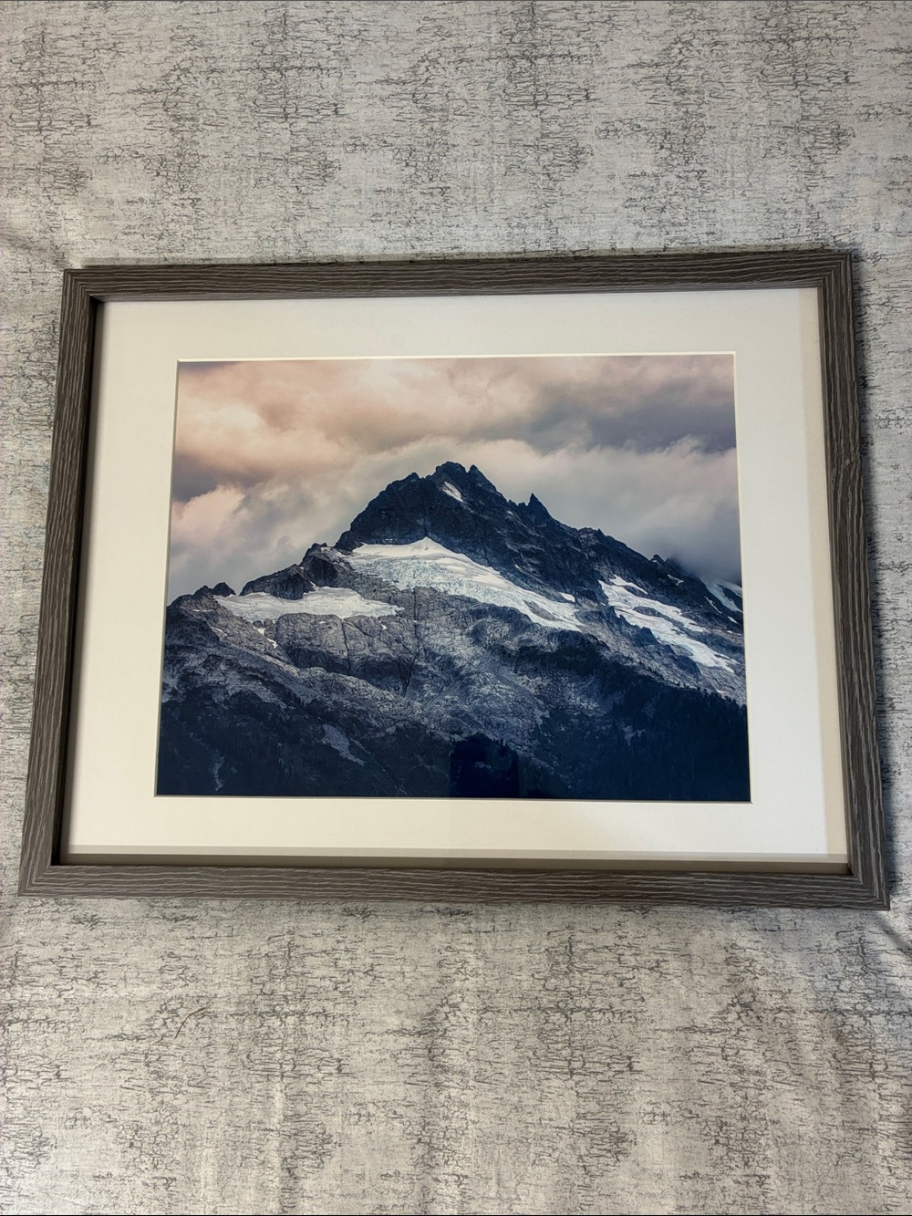 Framed Mountain Photograph Print in Grey Frame, Mount Tantalus BC